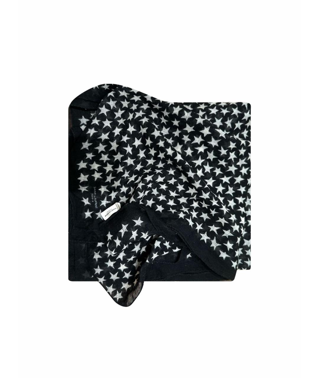 SAINT LAURENT Черный шелковый платок, фото 1
