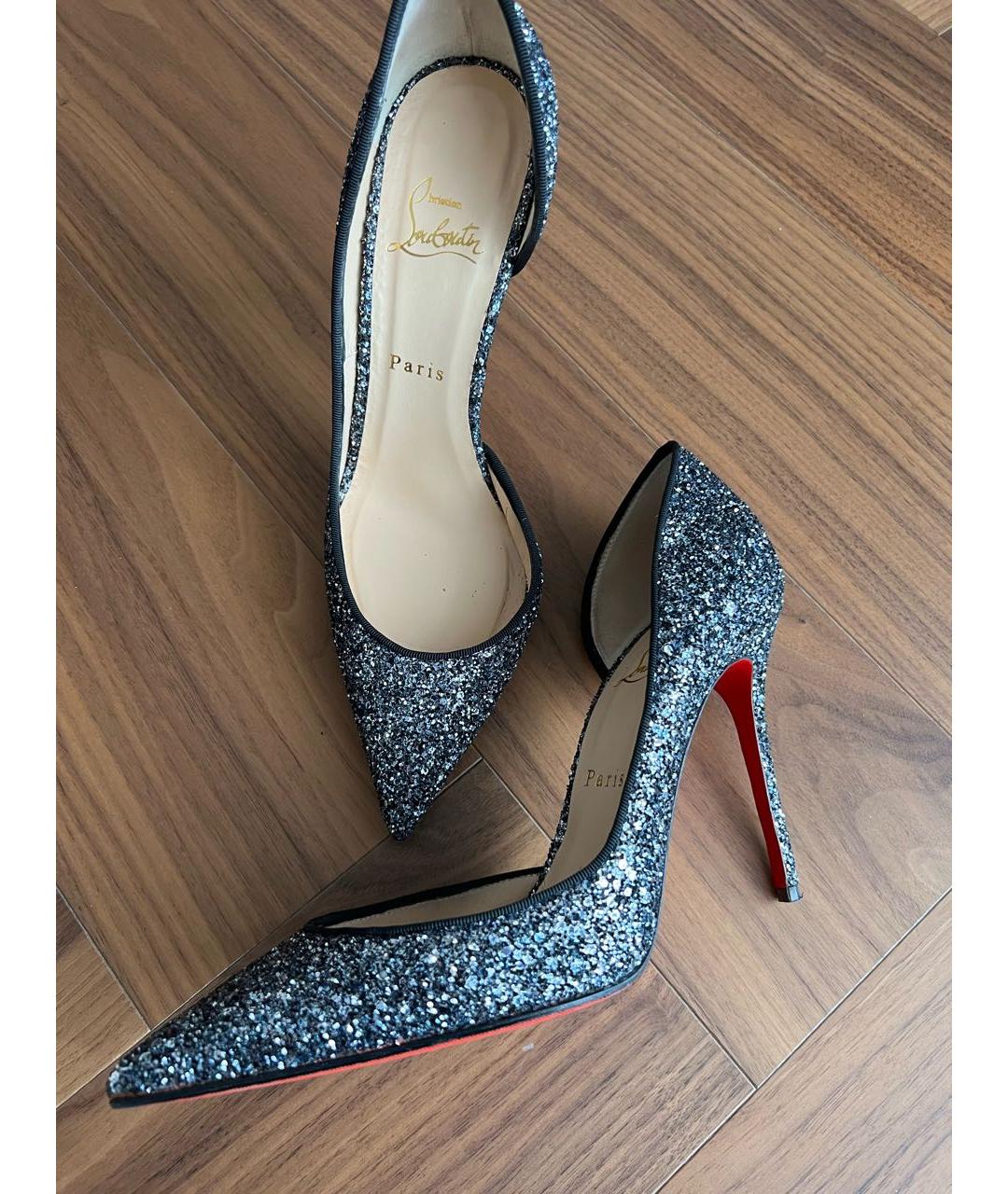 CHRISTIAN LOUBOUTIN Серебряные кожаные туфли, фото 7