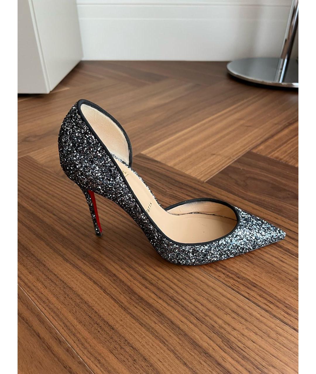 CHRISTIAN LOUBOUTIN Серебряные кожаные туфли, фото 8