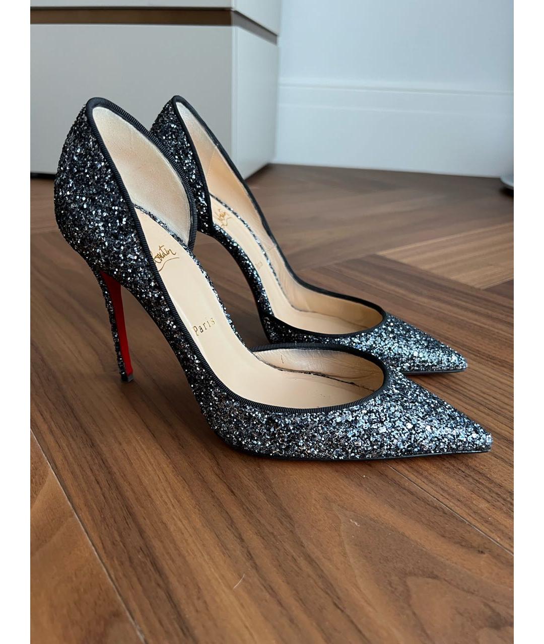 CHRISTIAN LOUBOUTIN Серебряные кожаные туфли, фото 6