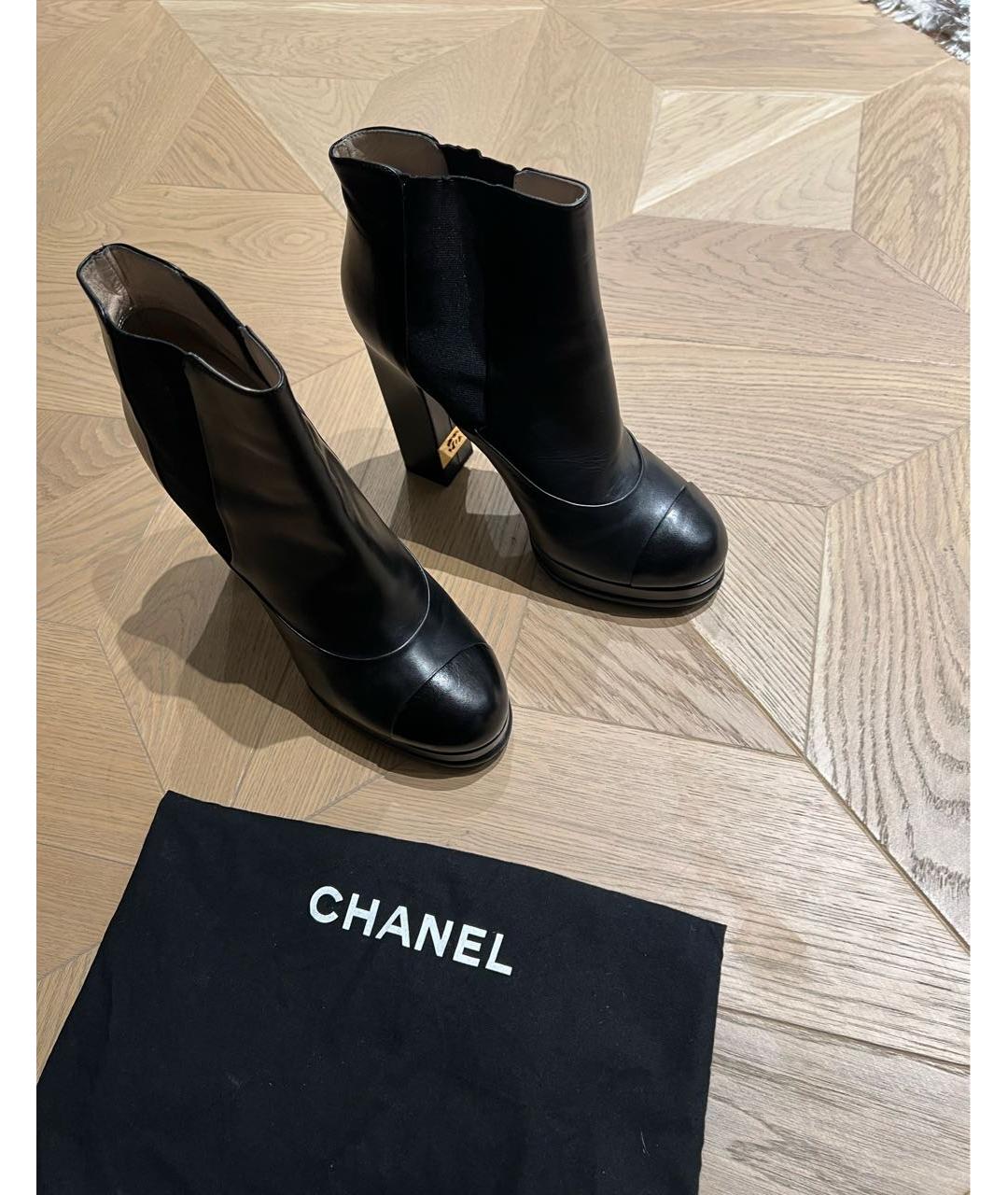 CHANEL Черные кожаные ботильоны, фото 5
