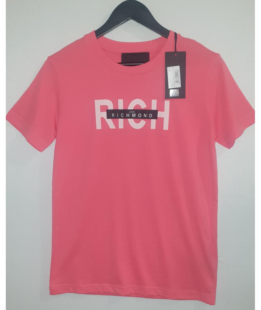 JOHN RICHMOND Розовая хлопковая футболка, фото 6