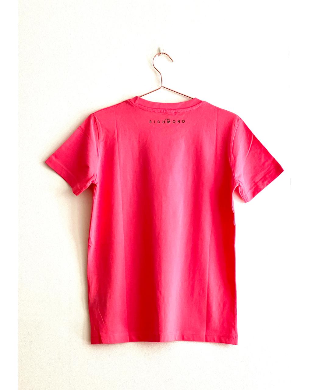JOHN RICHMOND Розовая хлопковая футболка, фото 2