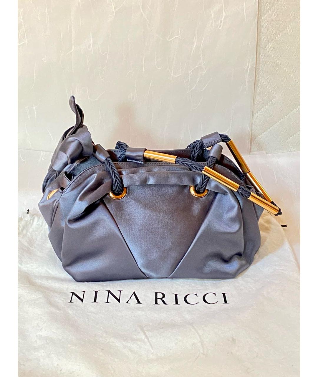 NINA RICCI Серая шелковая сумка с короткими ручками, фото 2