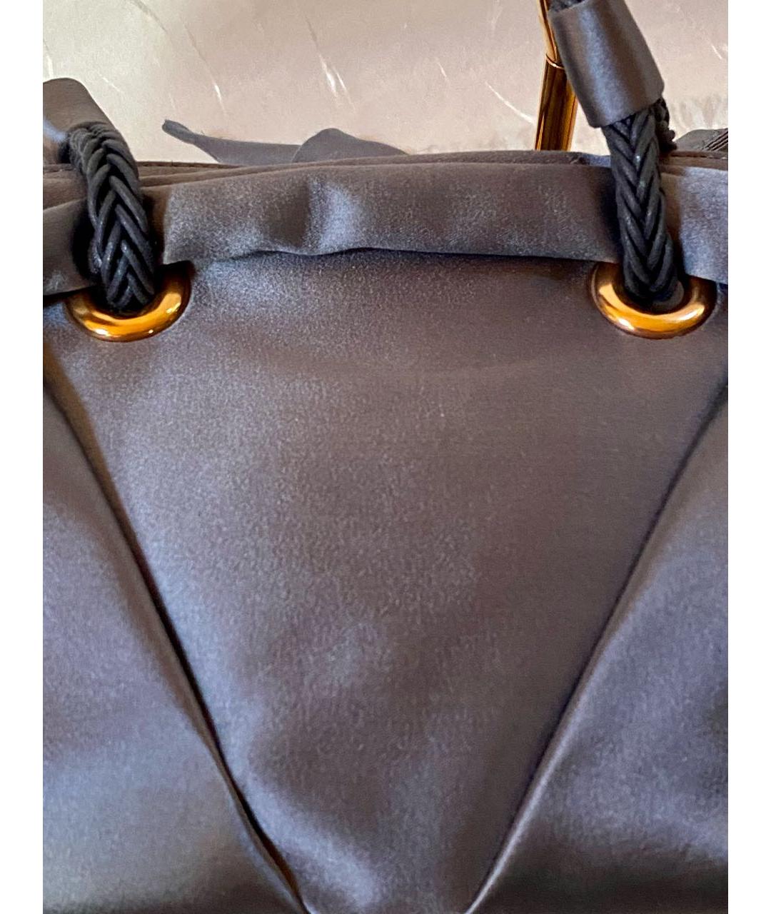 NINA RICCI Серая шелковая сумка с короткими ручками, фото 6
