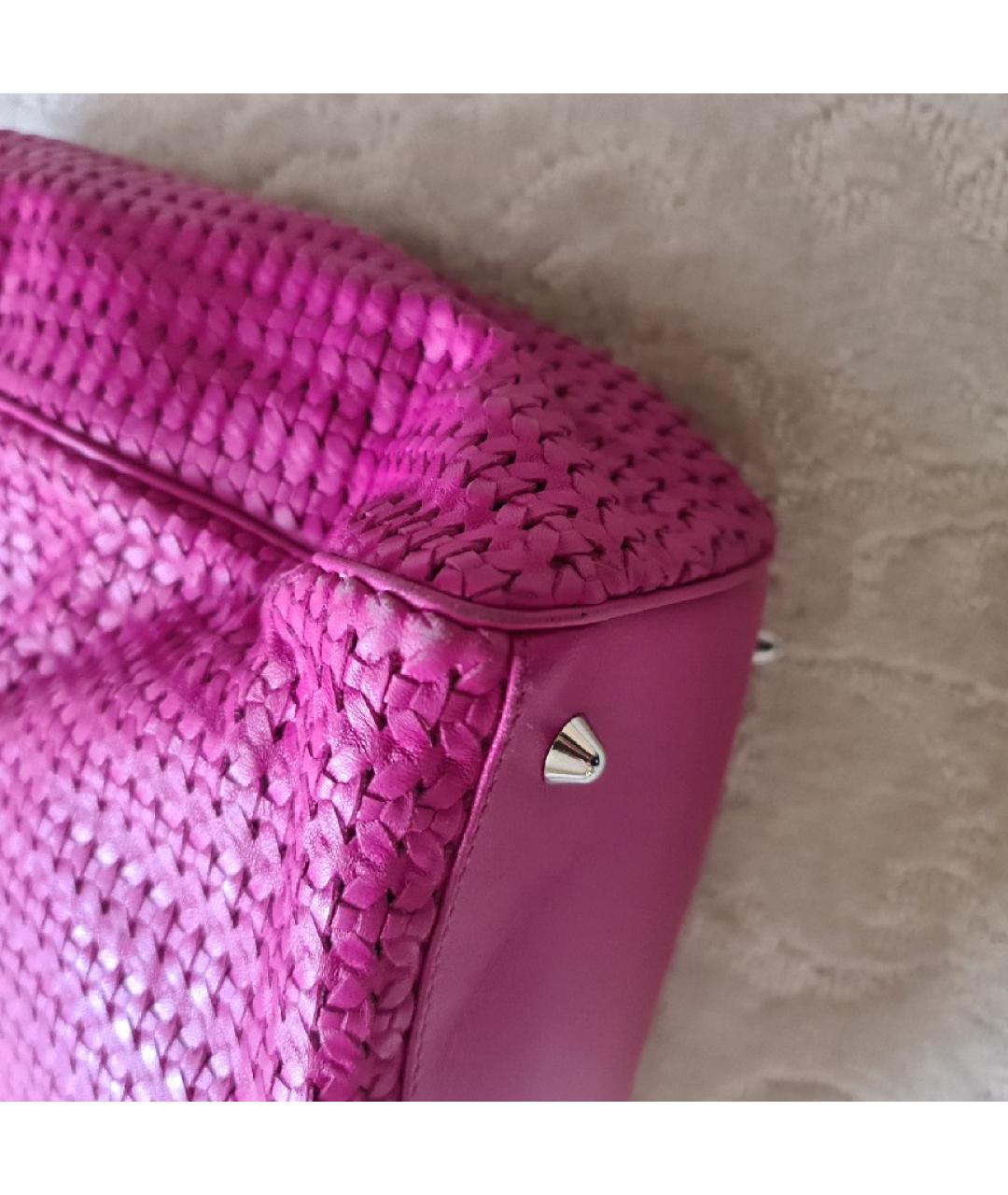 CHRISTIAN DIOR Фуксия кожаная сумка с короткими ручками, фото 5