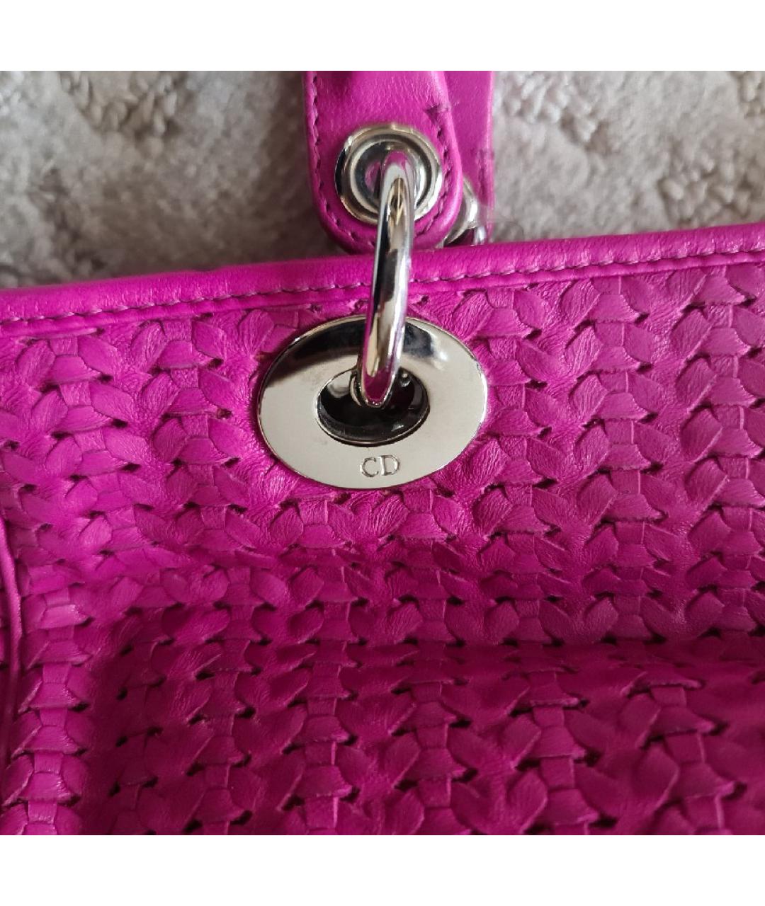 CHRISTIAN DIOR Фуксия кожаная сумка с короткими ручками, фото 8