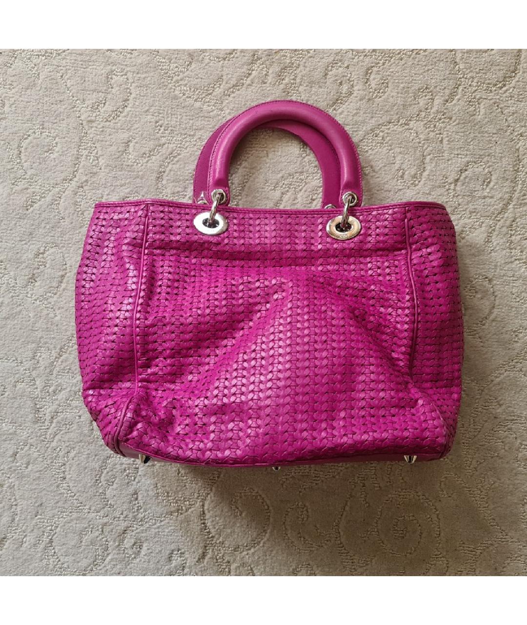 CHRISTIAN DIOR Фуксия кожаная сумка с короткими ручками, фото 10