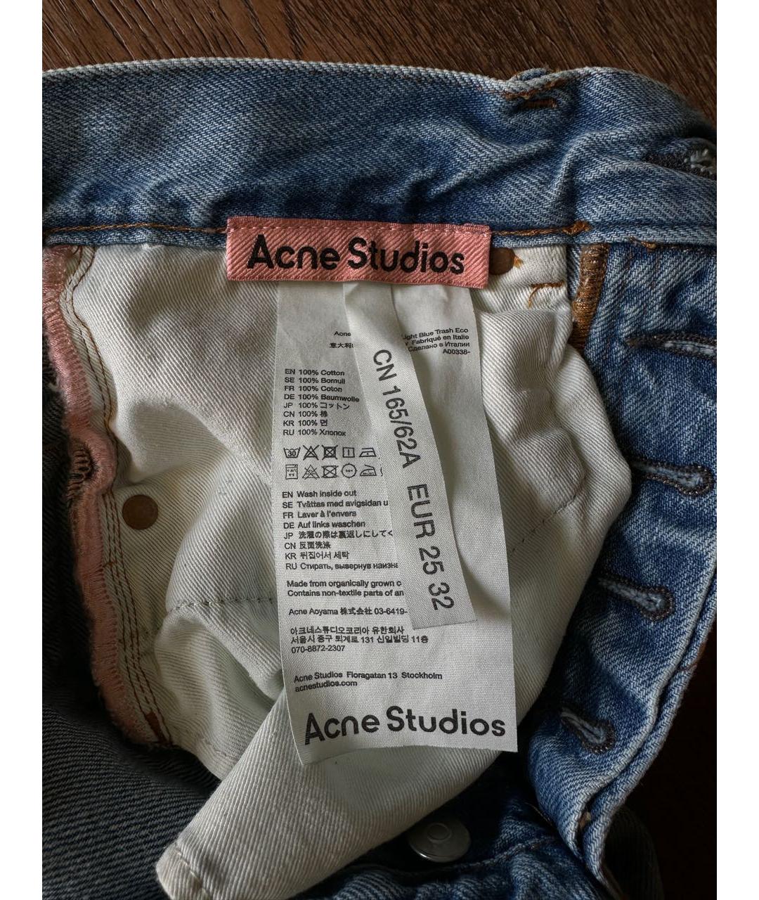 ACNE STUDIOS Голубые хлопковые прямые джинсы, фото 5