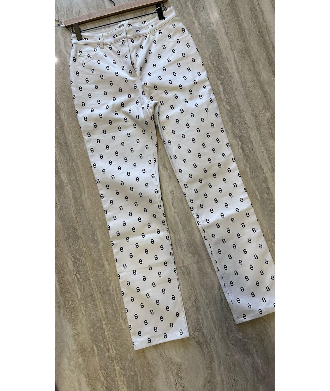HERMES PRE-OWNED Белые хлопковые прямые джинсы, фото 7