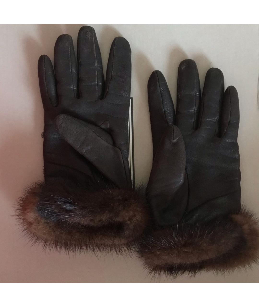 AGNELLE Коричневые кожаные перчатки, фото 3