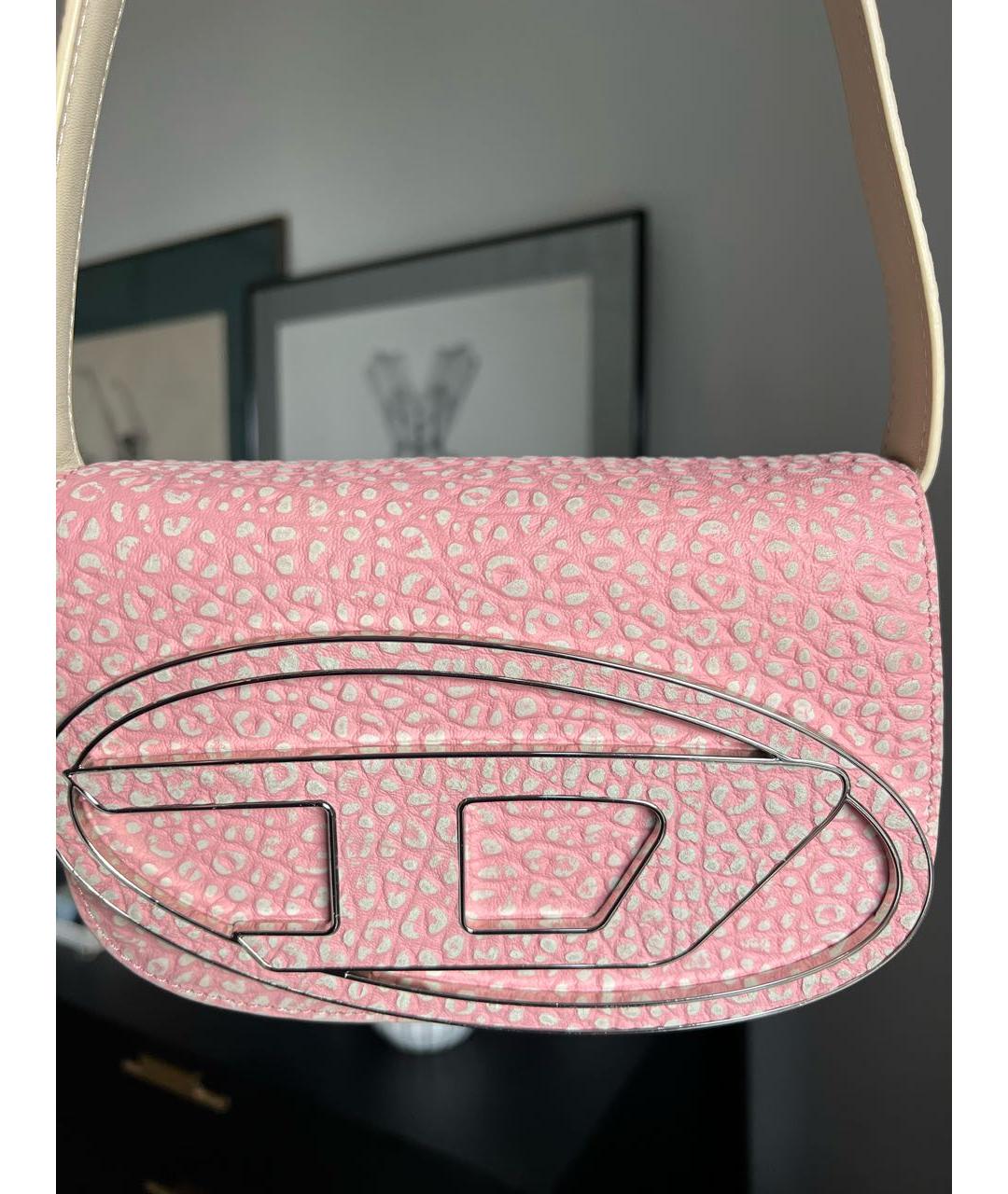DIESEL Розовая кожаная сумка с короткими ручками, фото 2