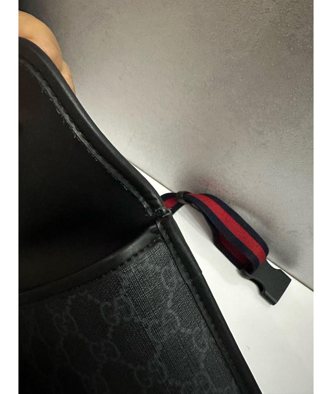 GUCCI Антрацитовая кожаная поясная сумка, фото 5