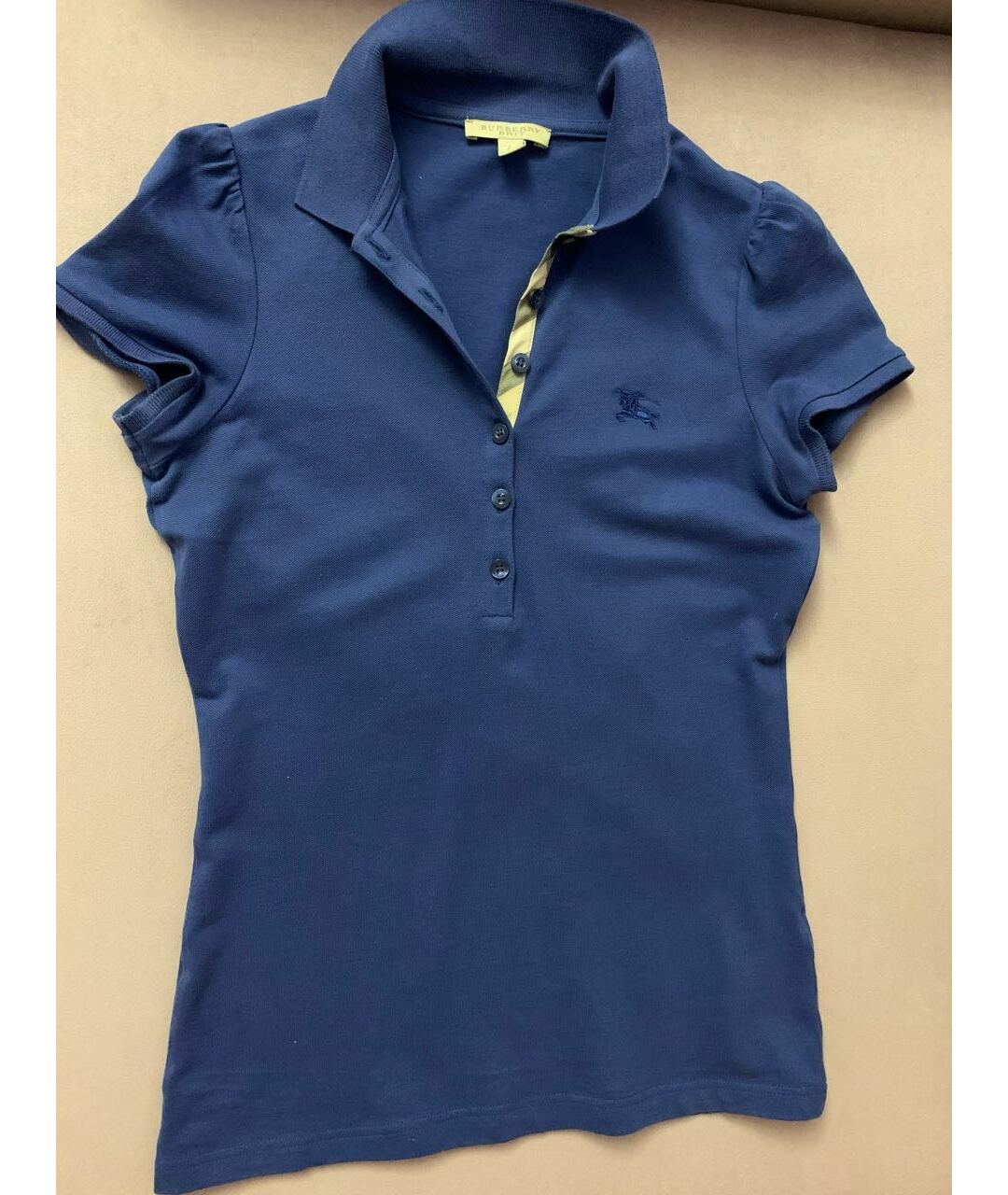 BURBERRY Синяя хлопко-эластановая футболка, фото 3