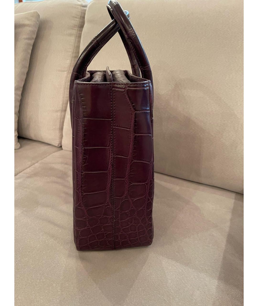 TARDINI Бордовая сумка с короткими ручками из экзотической кожи, фото 2