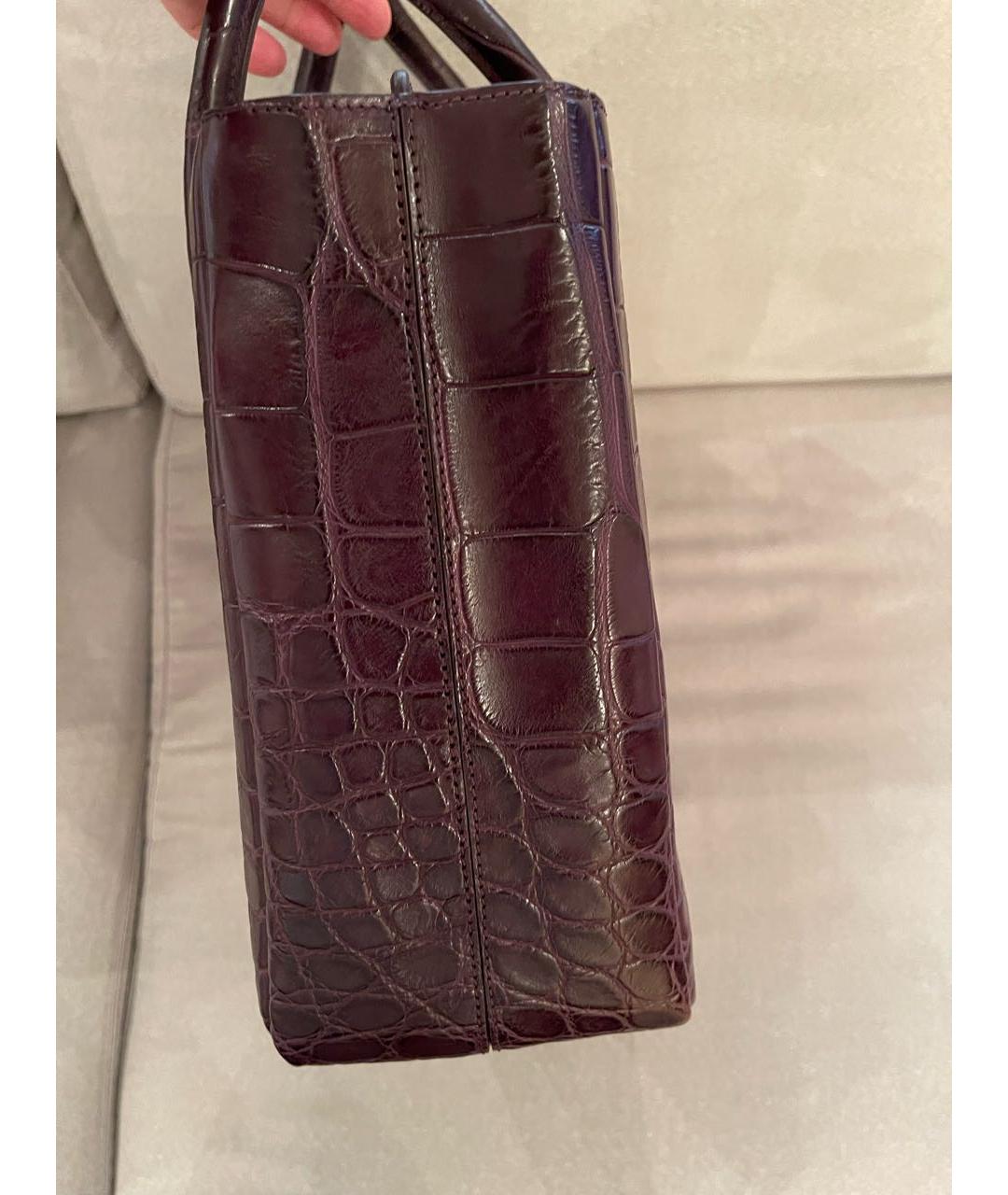 TARDINI Бордовая сумка с короткими ручками из экзотической кожи, фото 8