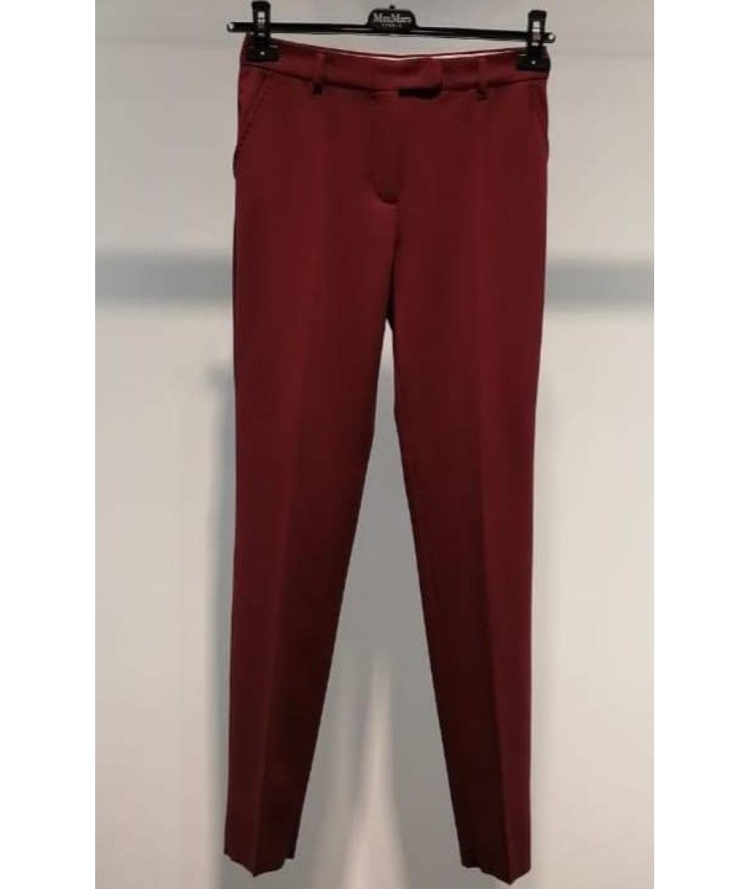 MAX MARA STUDIO Бордовые прямые брюки, фото 2