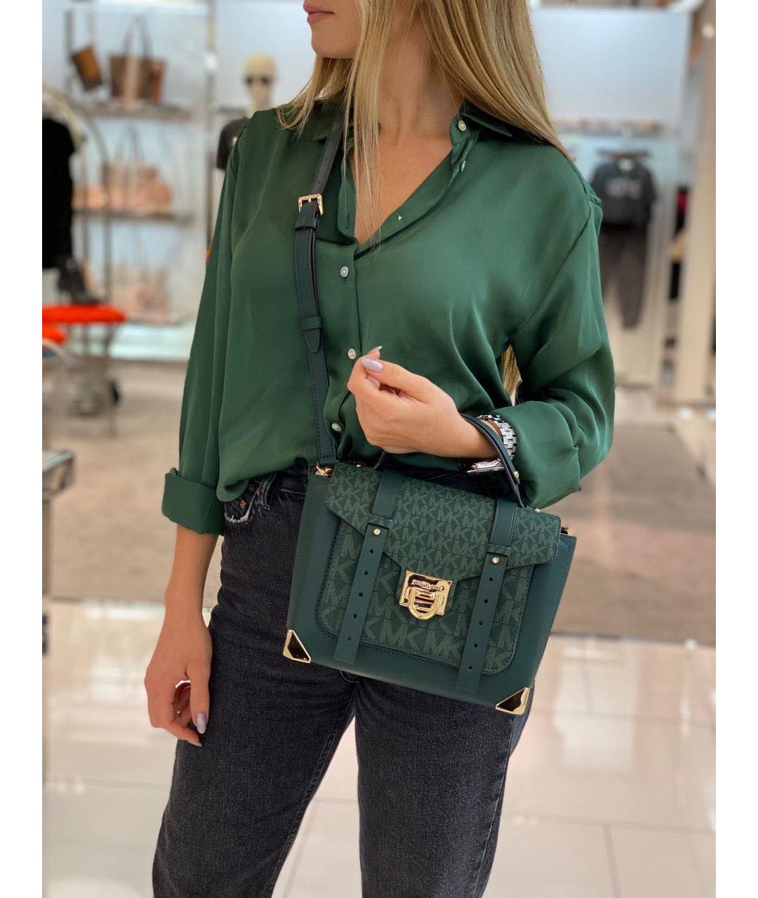 MICHAEL KORS Зеленая кожаная сумка через плечо, фото 4