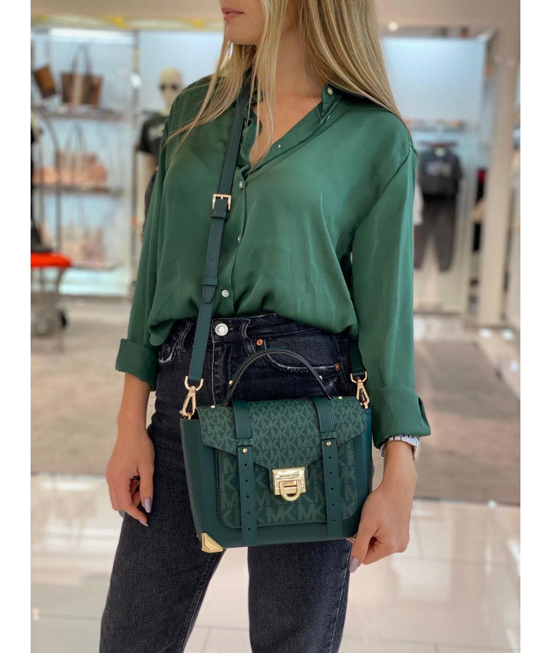 MICHAEL KORS Зеленая кожаная сумка через плечо, фото 3