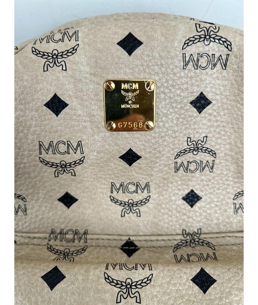 MCM Бежевый кожаный рюкзак, фото 5