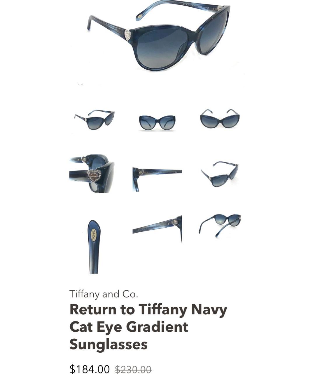TIFFANY&CO Темно-синие пластиковые солнцезащитные очки, фото 8