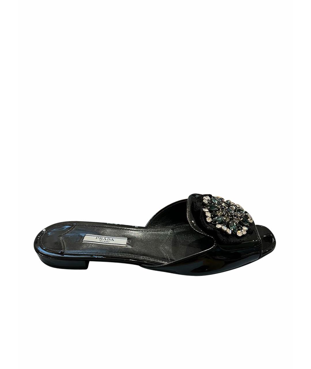 PRADA Черные сандалии из лакированной кожи, фото 1
