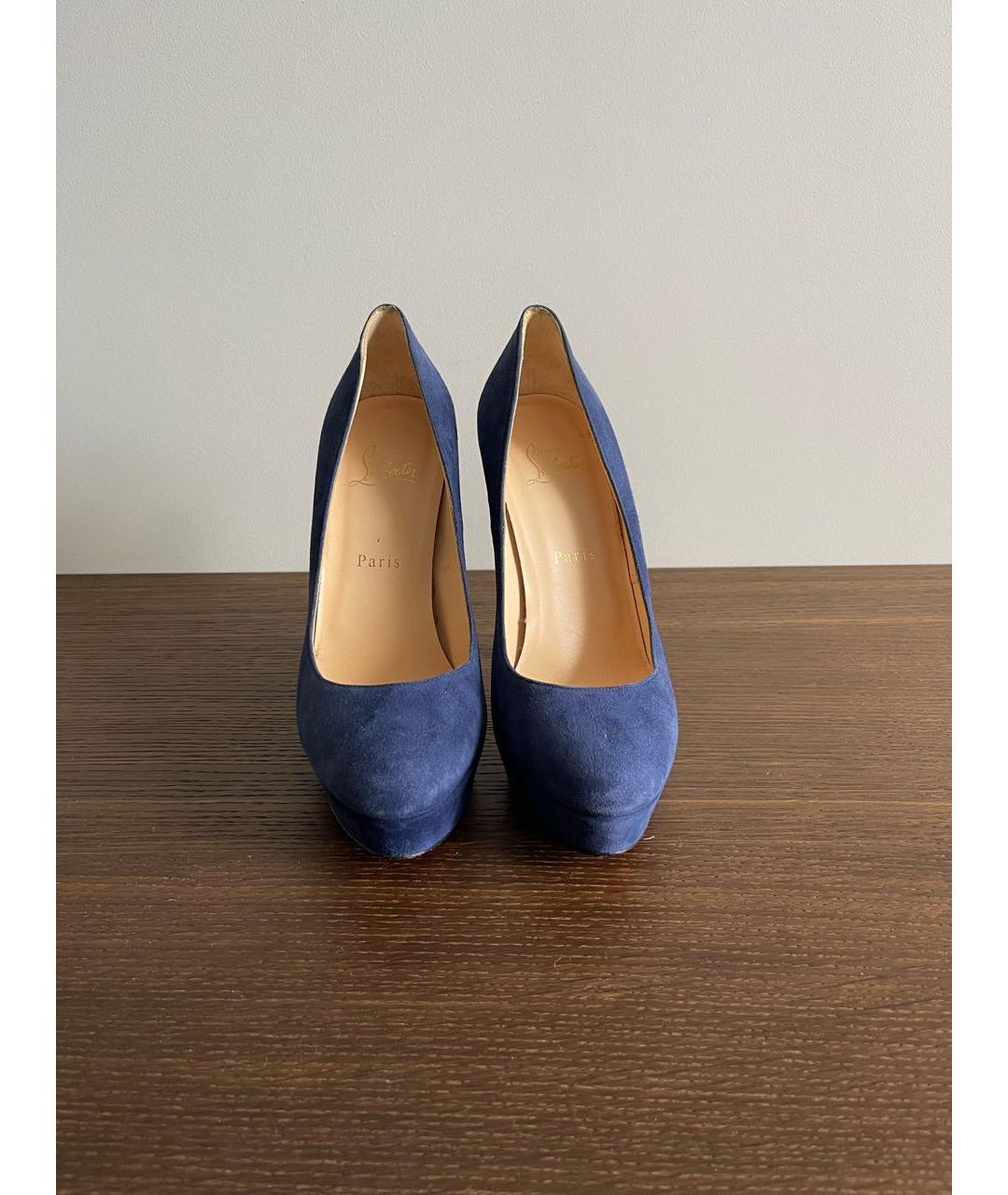 CHRISTIAN LOUBOUTIN Синие бархатные туфли, фото 2