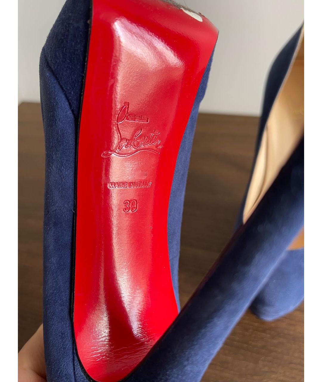 CHRISTIAN LOUBOUTIN Синие бархатные туфли, фото 6