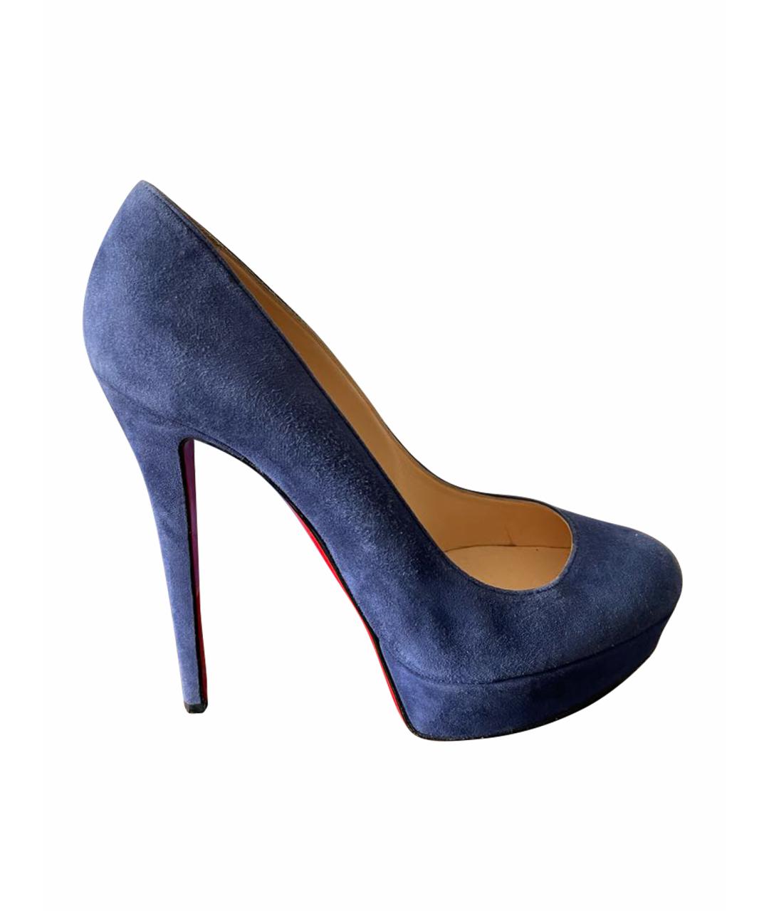 CHRISTIAN LOUBOUTIN Синие бархатные туфли, фото 1