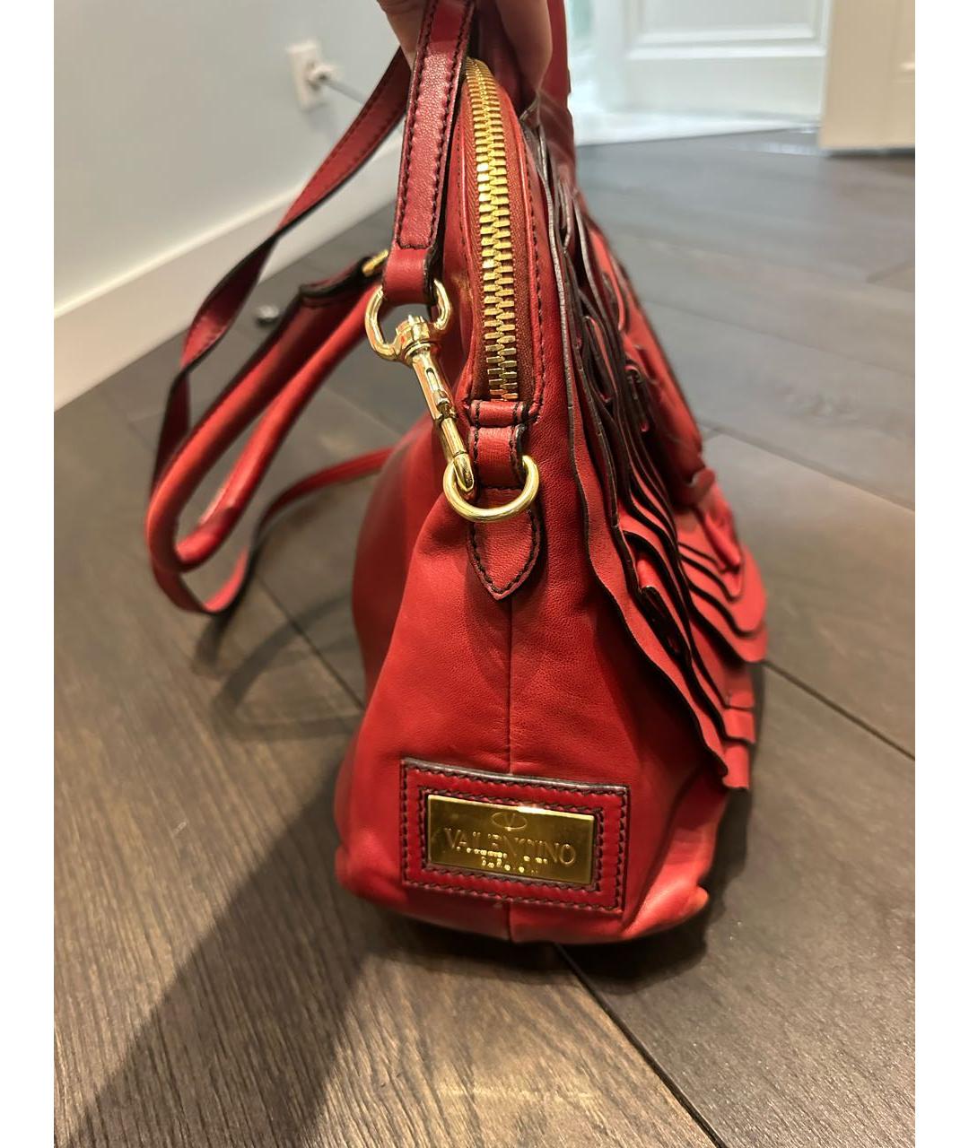 VALENTINO Бордовая кожаная сумка с короткими ручками, фото 6