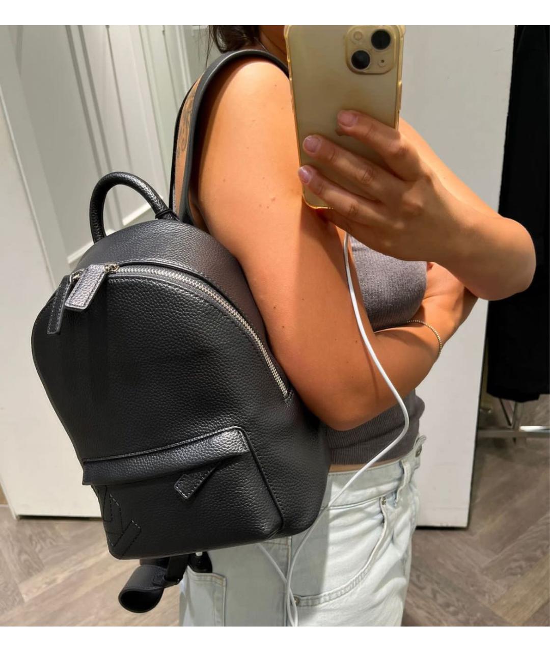 KARL LAGERFELD Черный кожаный рюкзак, фото 2