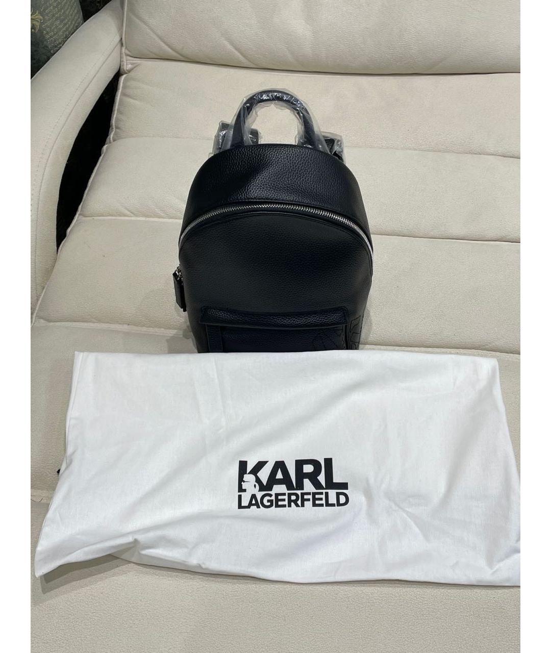 KARL LAGERFELD Черный кожаный рюкзак, фото 7