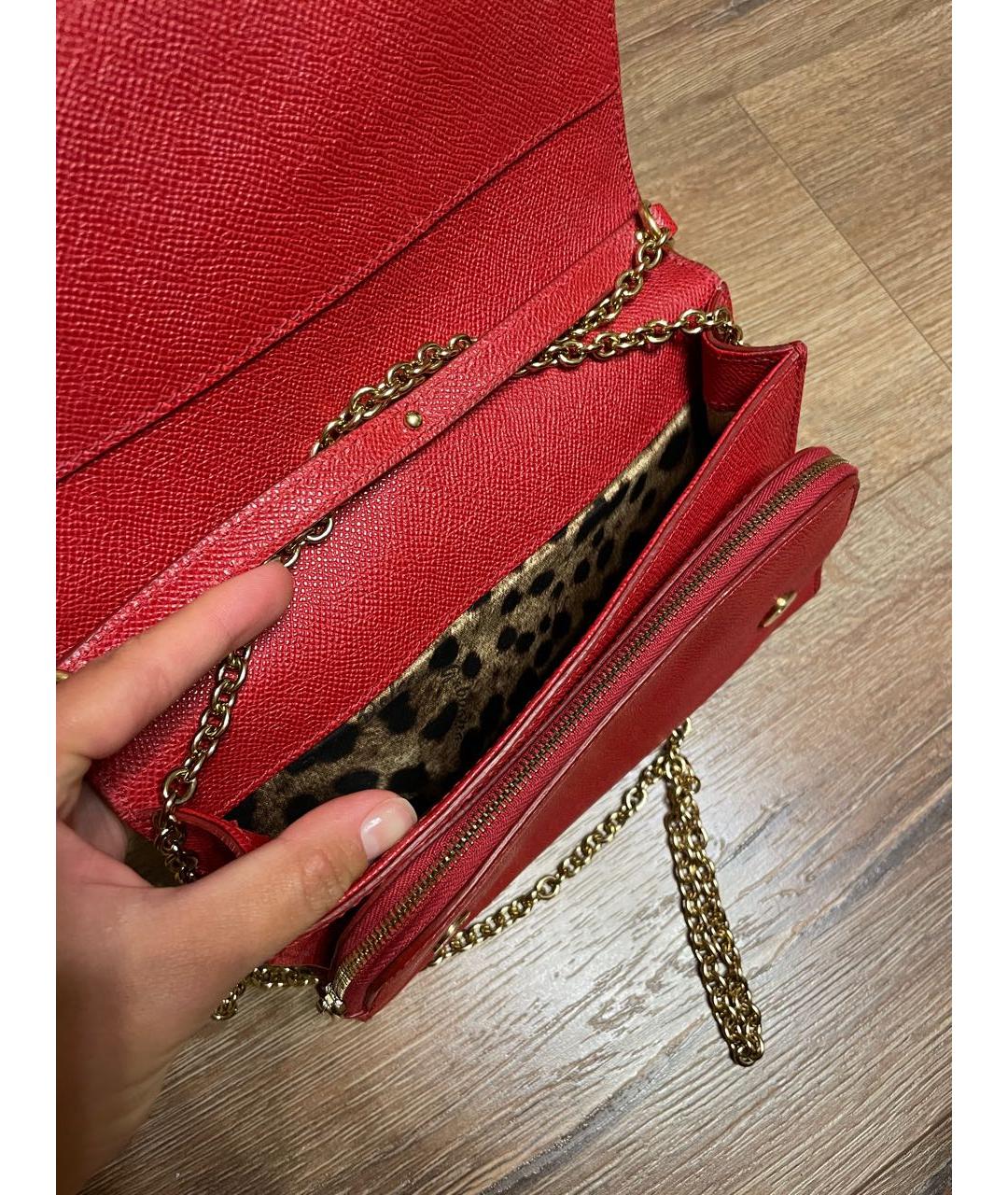 DOLCE&GABBANA Красная кожаная сумка через плечо, фото 4
