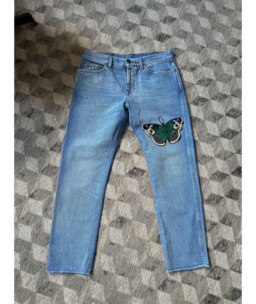 GUCCI Голубые хлопковые прямые джинсы, фото 9