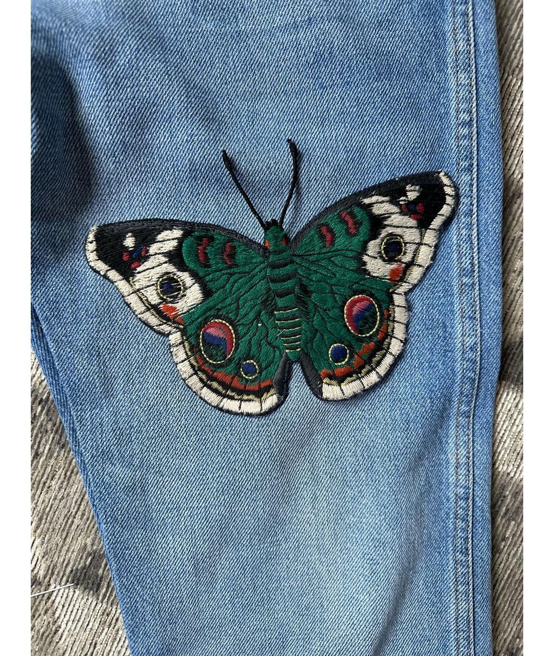 GUCCI Голубые хлопковые прямые джинсы, фото 4