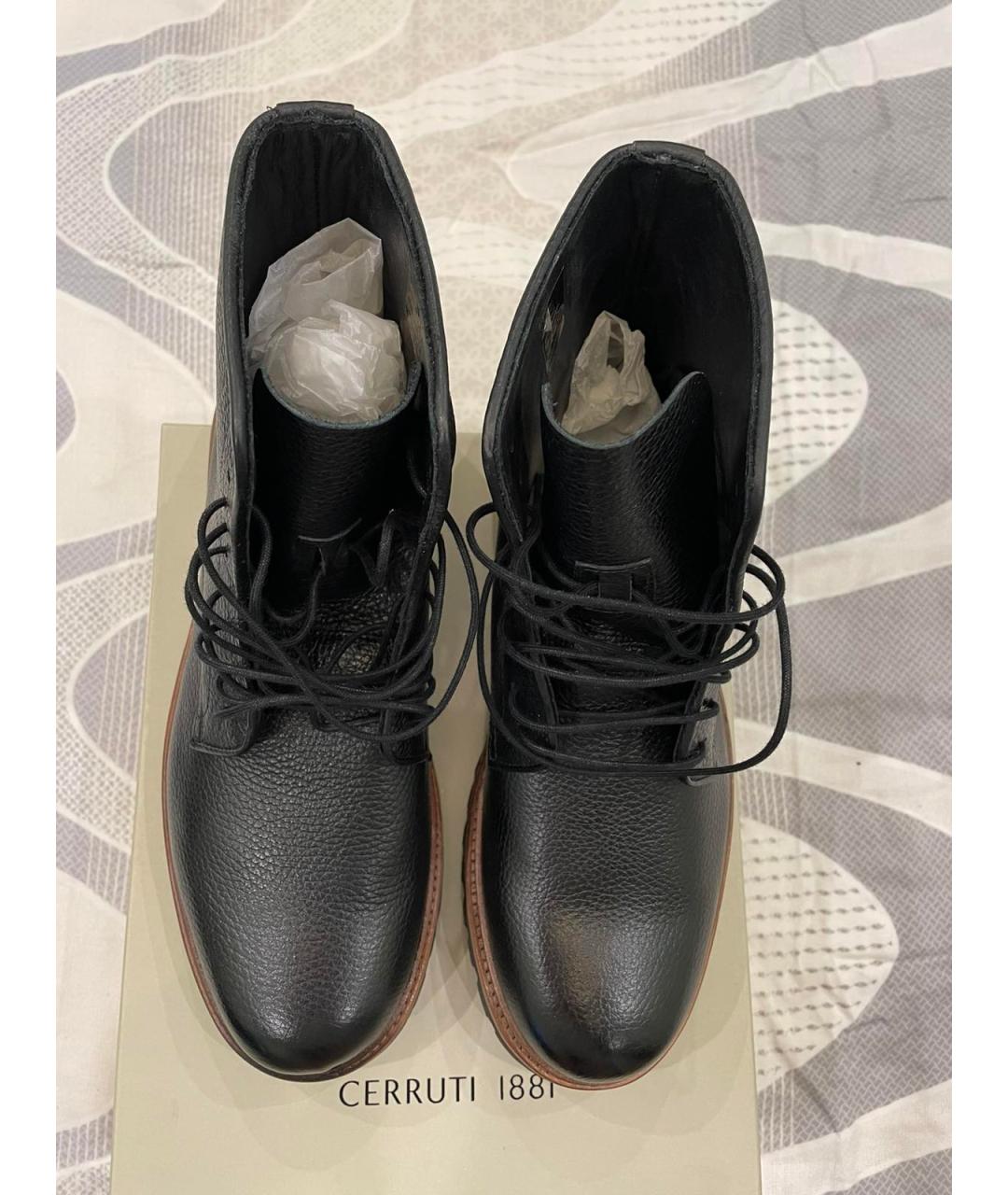 CERRUTI 1881 Черные кожаные высокие ботинки, фото 3