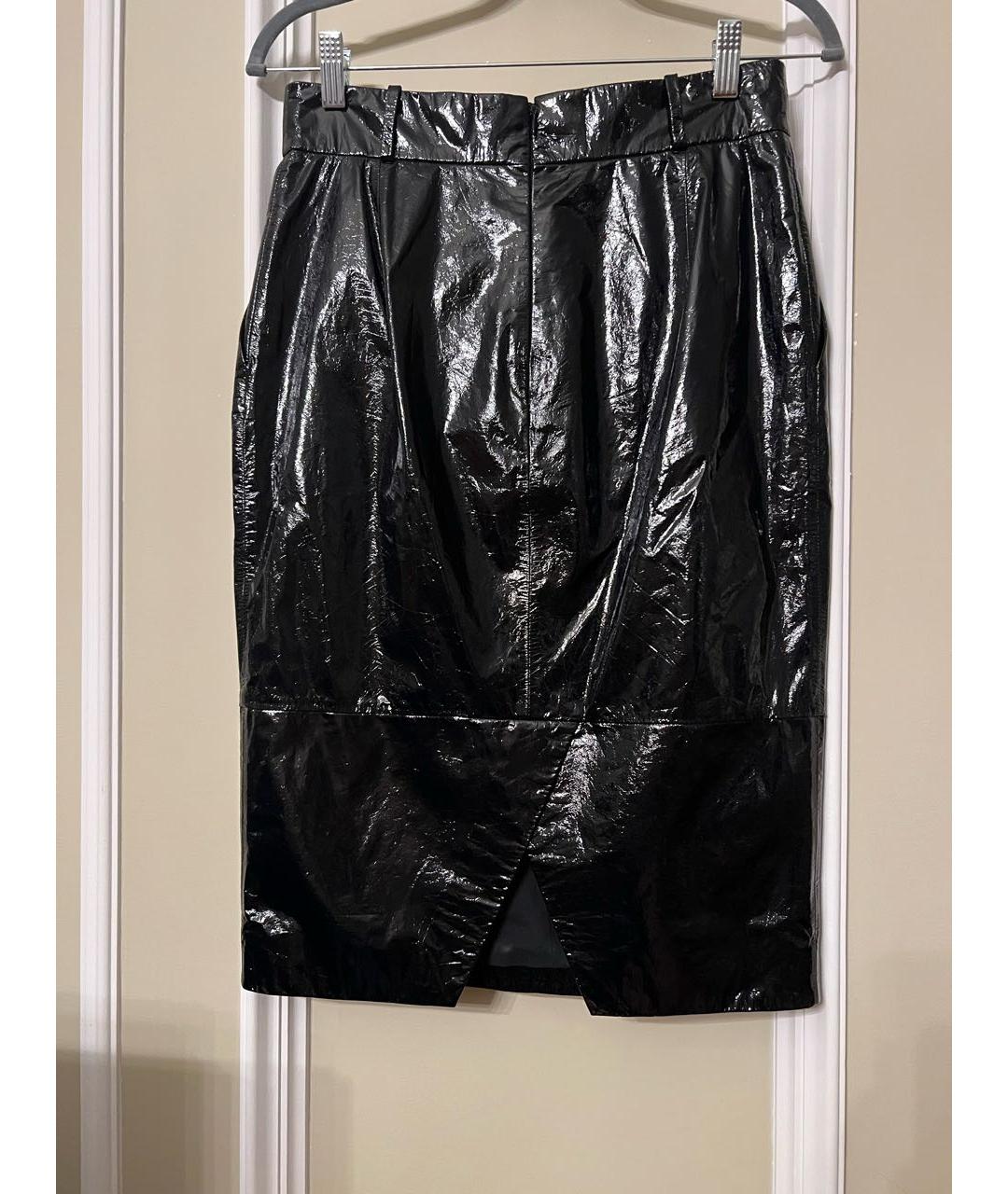 CHANEL PRE-OWNED Черная кожаная юбка миди, фото 2