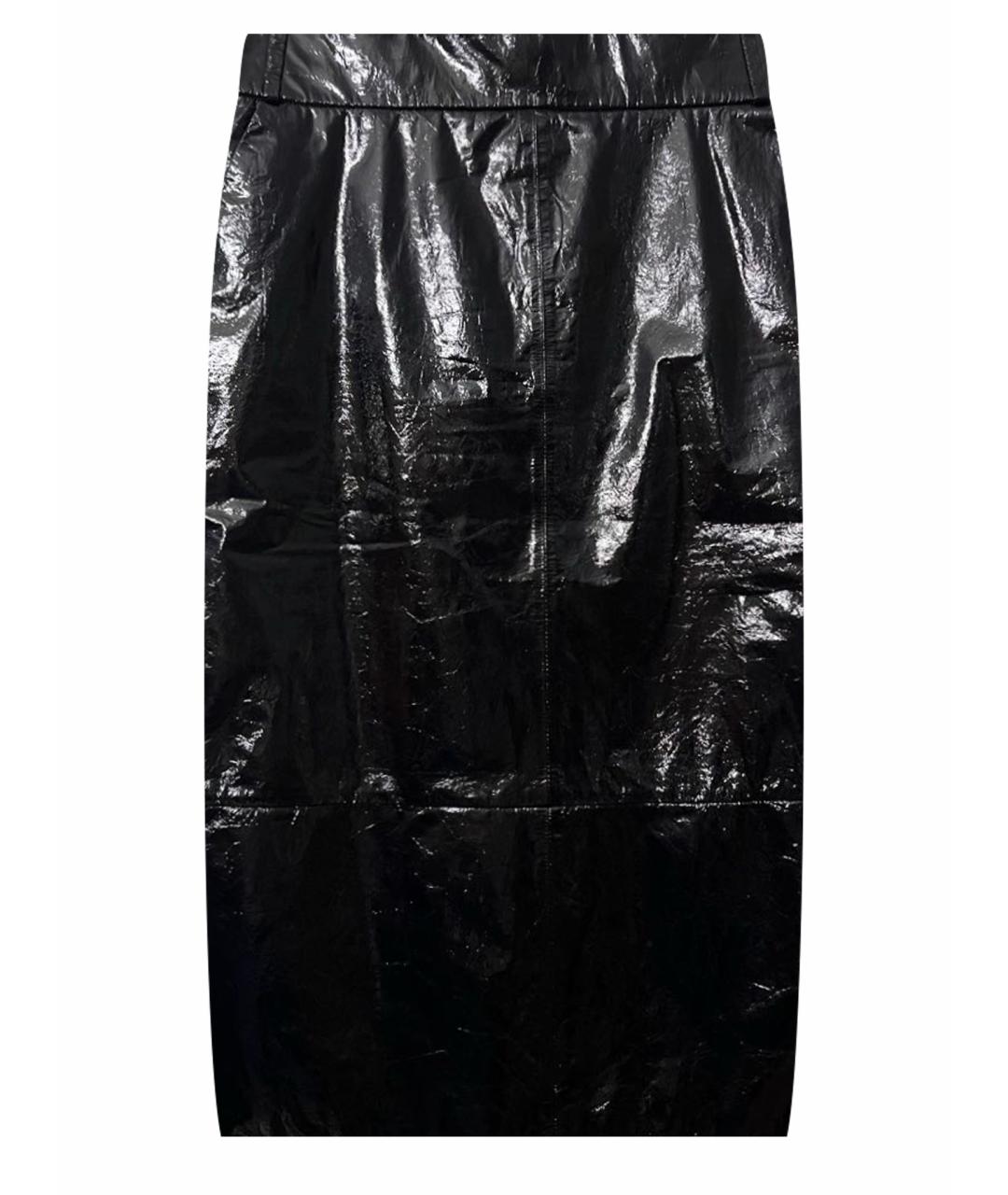 CHANEL PRE-OWNED Черная кожаная юбка миди, фото 1