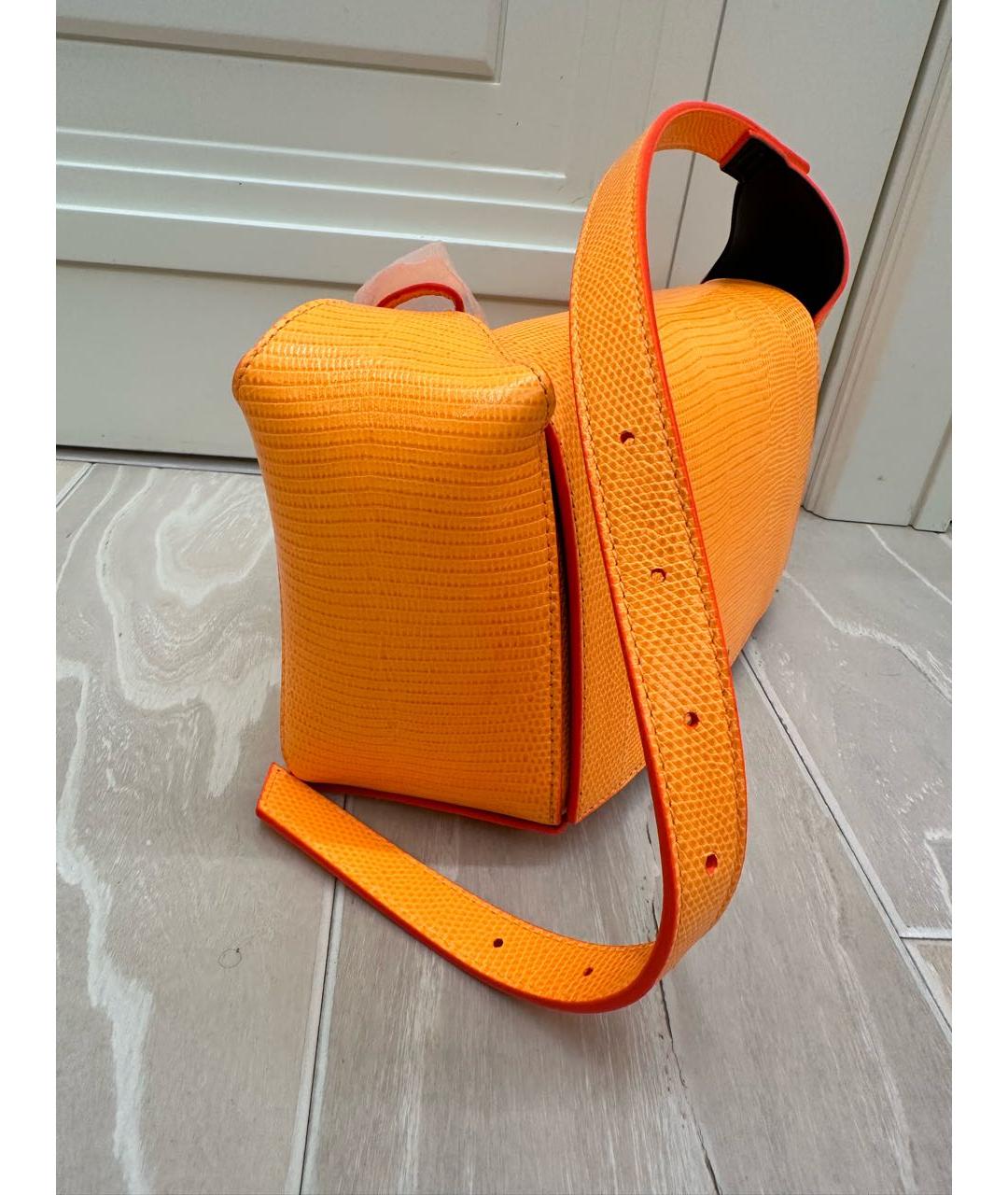 THE ATTICO Оранжевая кожаная сумка с короткими ручками, фото 2