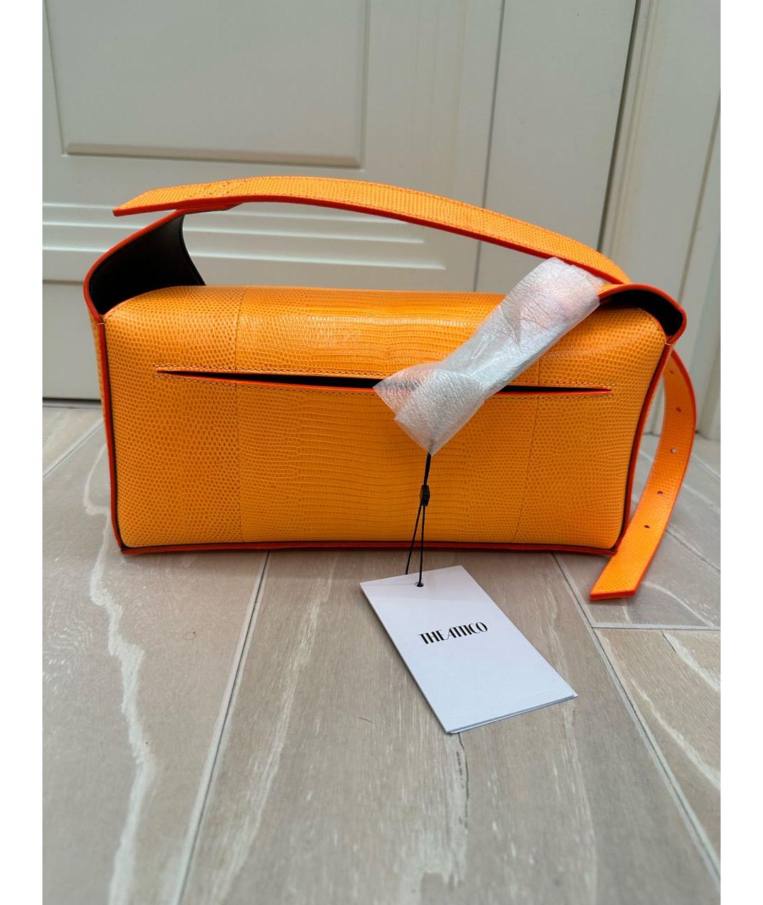 THE ATTICO Оранжевая кожаная сумка с короткими ручками, фото 3