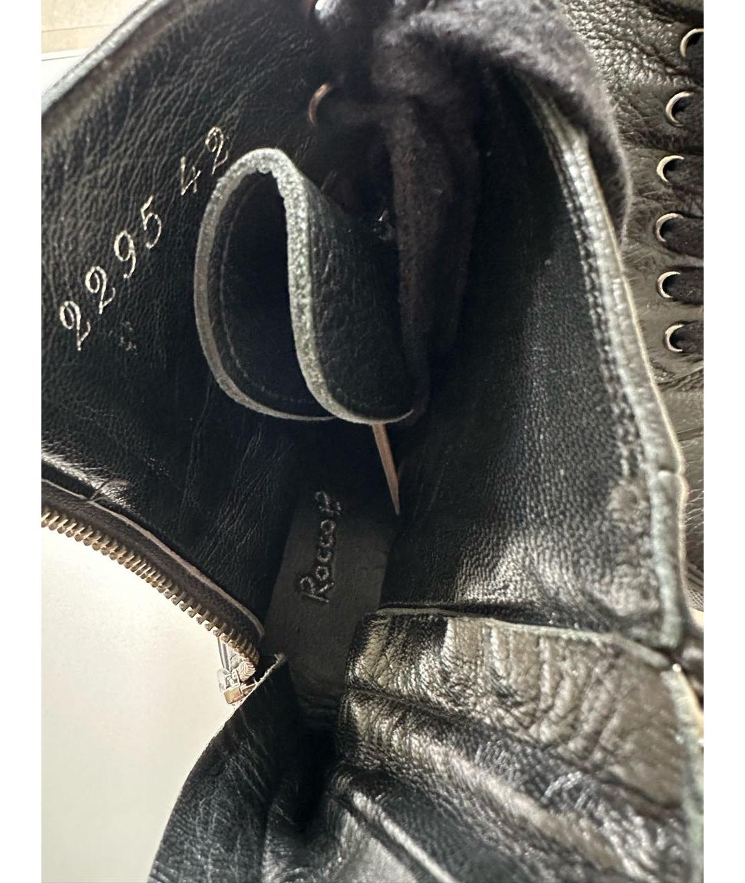 ROCCO P. Черные кожаные высокие кроссовки / кеды, фото 7