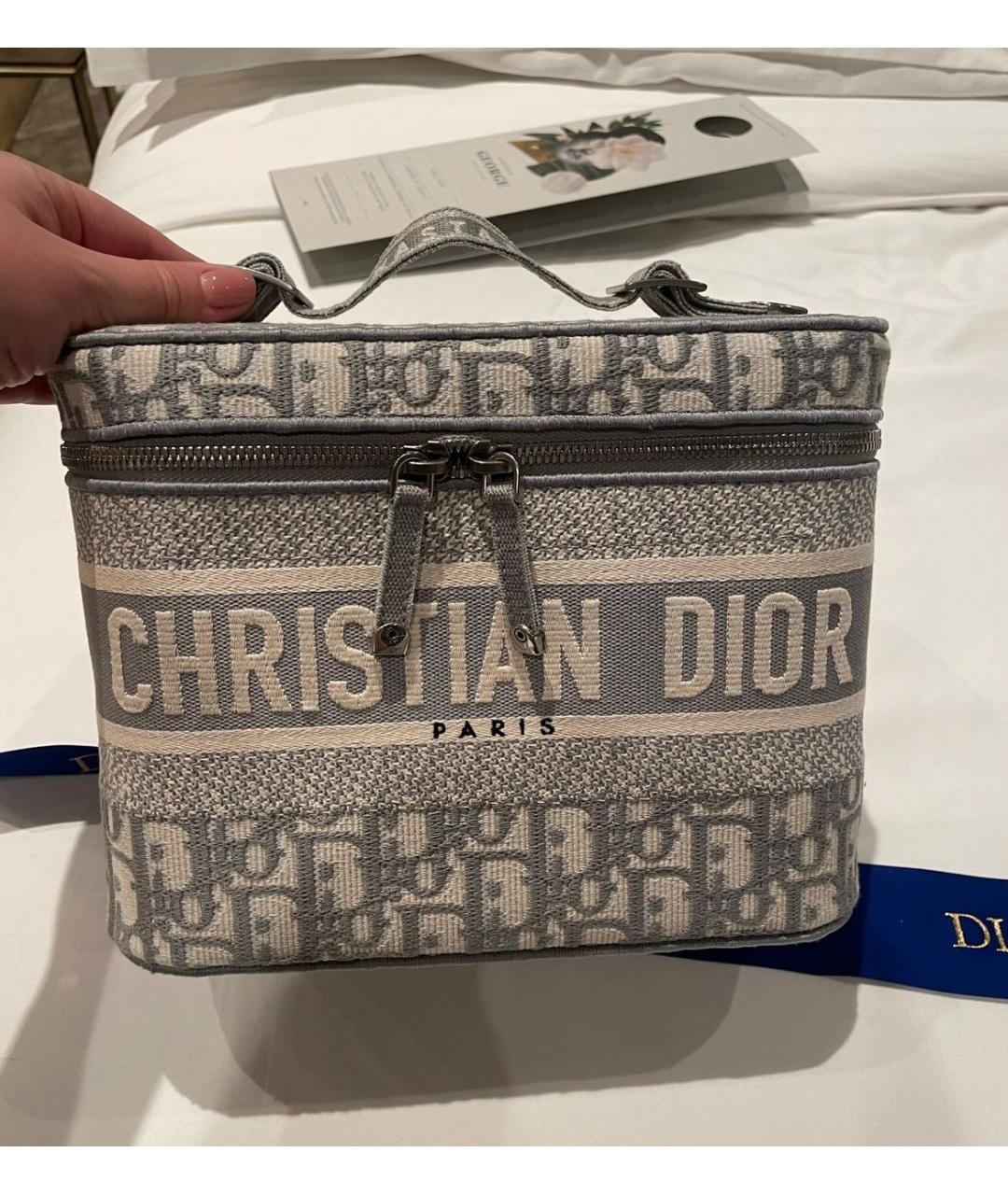 CHRISTIAN DIOR PRE-OWNED Серая тканевая сумка с короткими ручками, фото 5