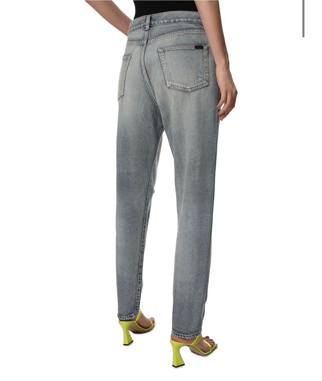 SAINT LAURENT Голубые хлопковые прямые джинсы, фото 2