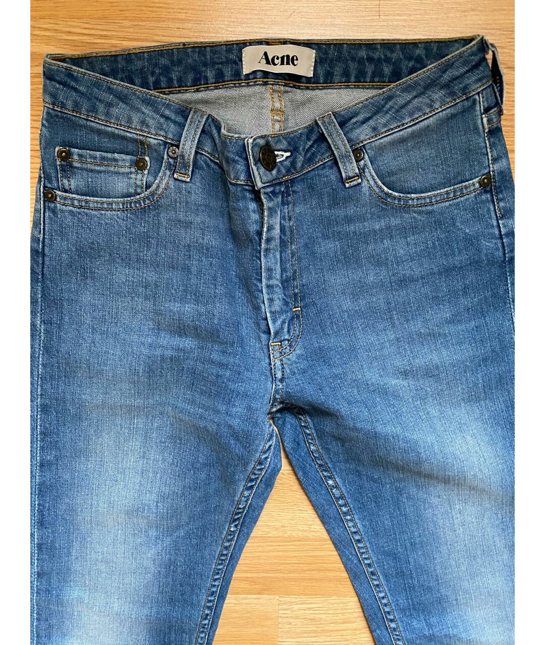 ACNE STUDIOS Голубые хлопко-эластановые джинсы слим, фото 8