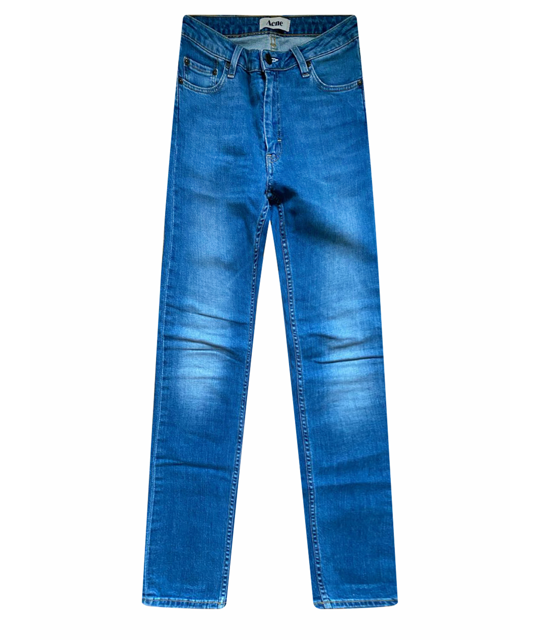 ACNE STUDIOS Голубые хлопко-эластановые джинсы слим, фото 1