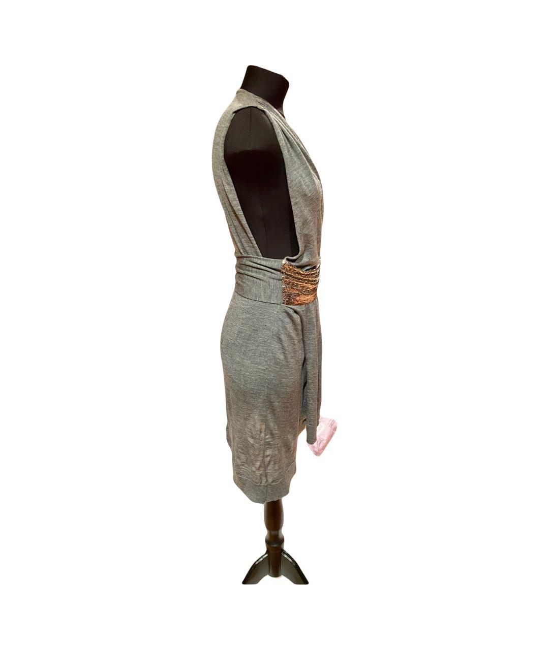 BALMAIN VINTAGE Серое шерстяное коктейльное платье, фото 3