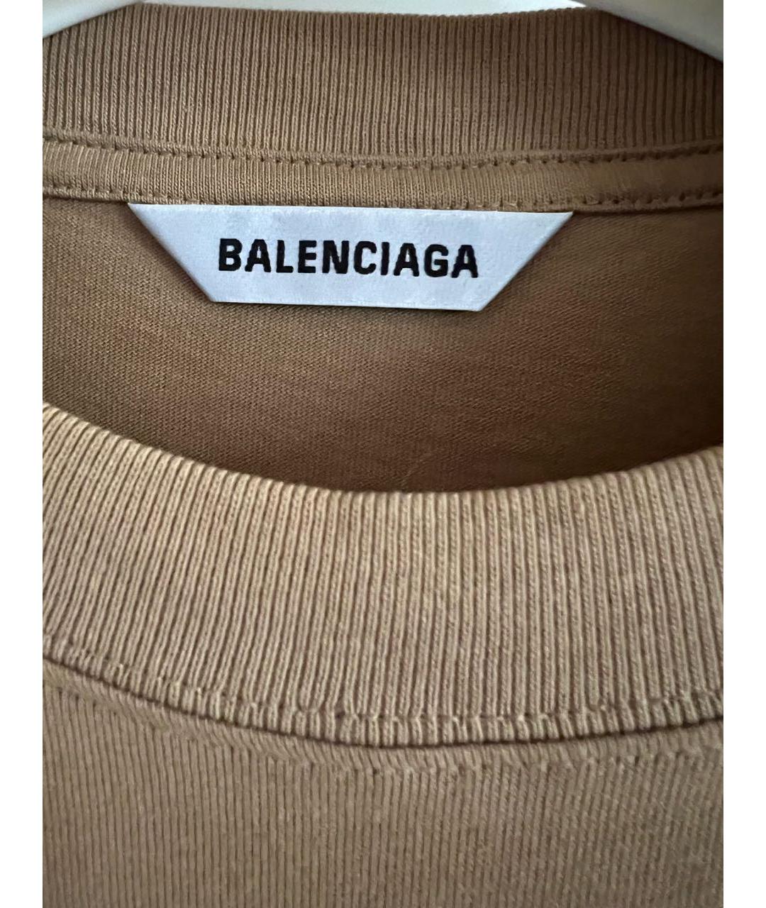 BALENCIAGA Коричневая хлопковая футболка, фото 2