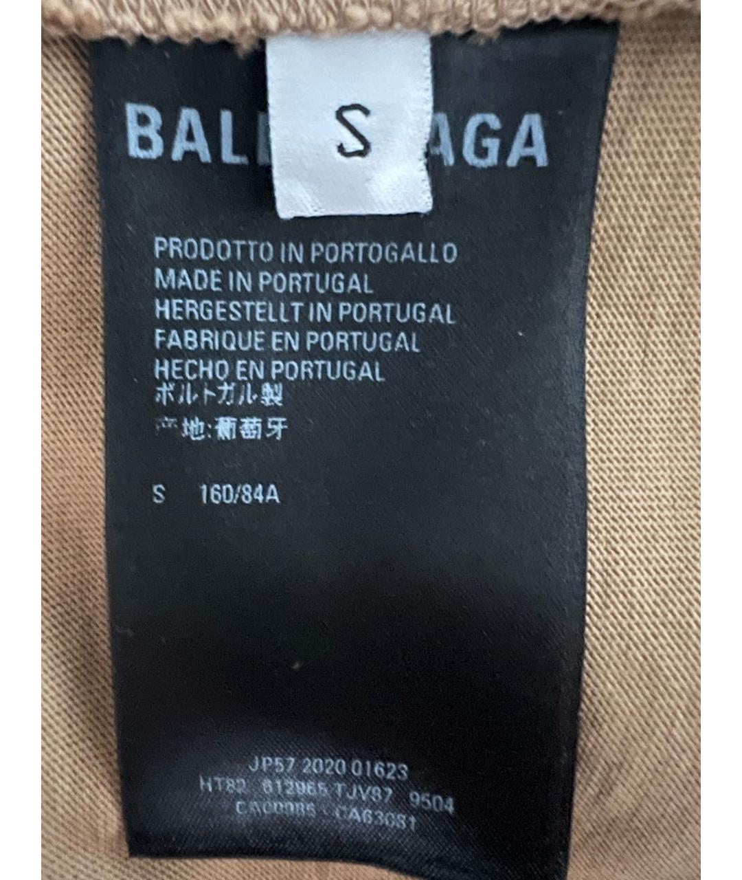BALENCIAGA Коричневая хлопковая футболка, фото 3