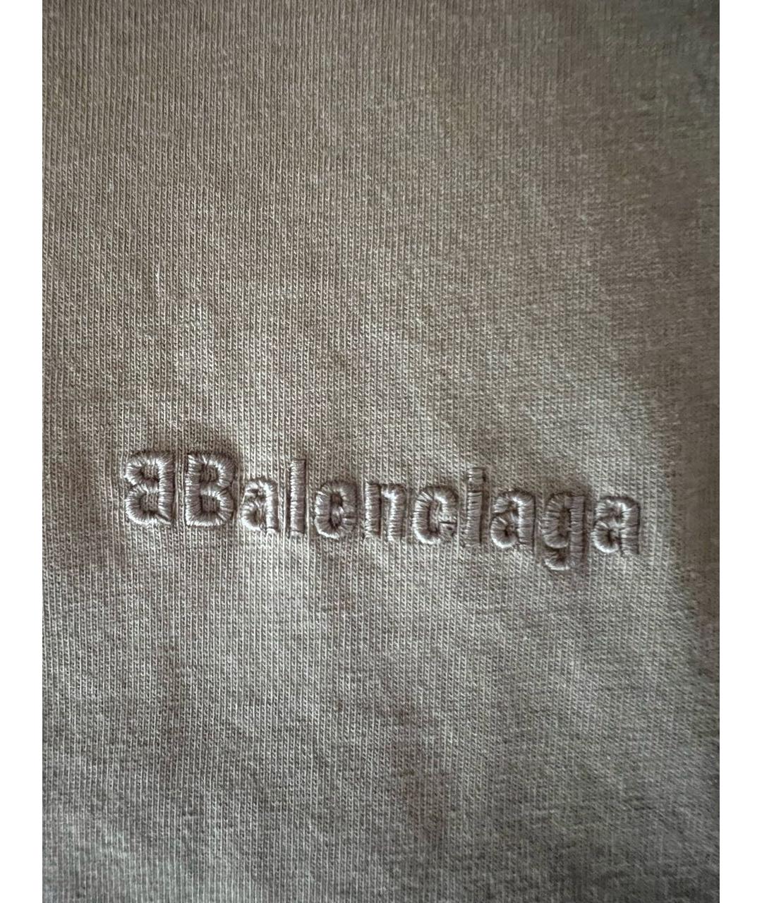 BALENCIAGA Коричневая хлопковая футболка, фото 4