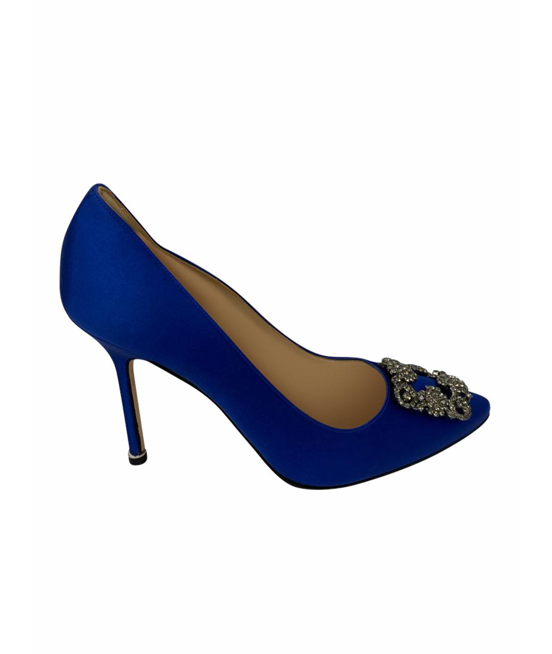 MANOLO BLAHNIK Синие текстильные туфли, фото 1